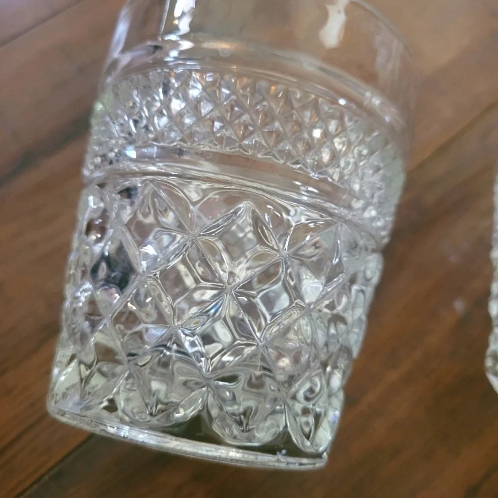 80's Anchor Hocking Westlox Diamond‎ Cut Drinkware Set of 6